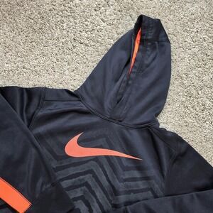 Nike Hoodie Boys L Black Pullover Therma-FIT Hooded Pockets Fleece Athletic Kids